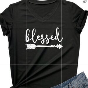 Blessed Graphic V-Neck Tee NWT